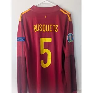 Spain Busquets EURO 2020 Jersey XL Longsleeve Fully Patched Authentic